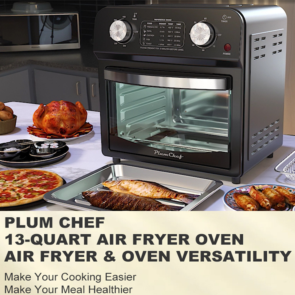 12.5 Qt Air Fryer With Dual Knob Control, Temperature Range, 60-Min Timer, Presets For French Fries, Pizza, Chicken, Fish, And Toast Healthy Oil-Free Cooking Oven - Image 6
